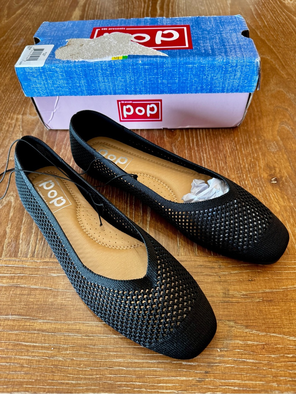 NIB Pop Senvier black soft mesh ballet flats 7.5 - Picture 4 of 13